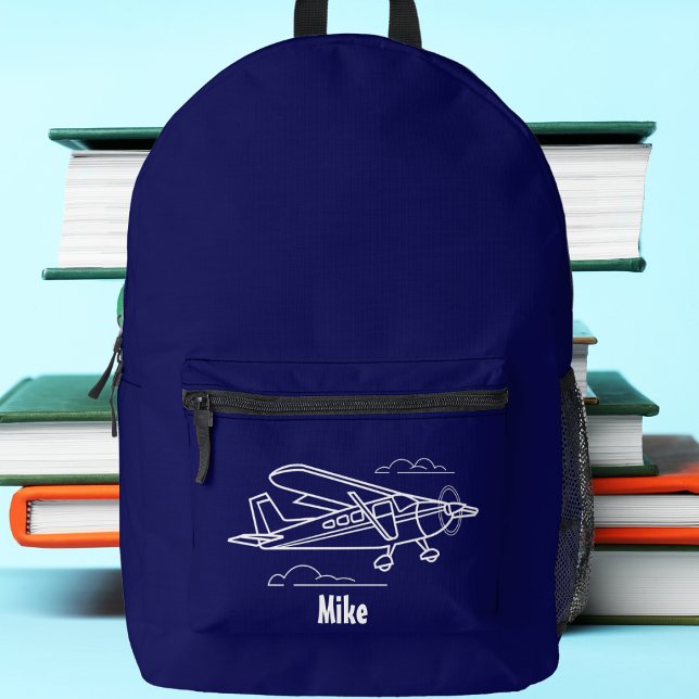 Cessna Airplane Clouds Aviation Blue Custom Name Printed Backpack (Creator Uploaded)