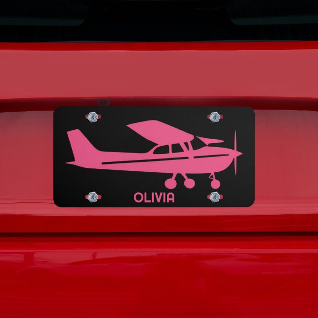 Cessna Airplane Girly Pink Pilot Aviation Car License Plate (Creator Uploaded)