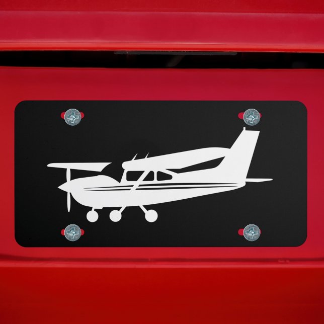 Cessna Airplane Pilot Aviation Black and White Car License Plate (Creator Uploaded)