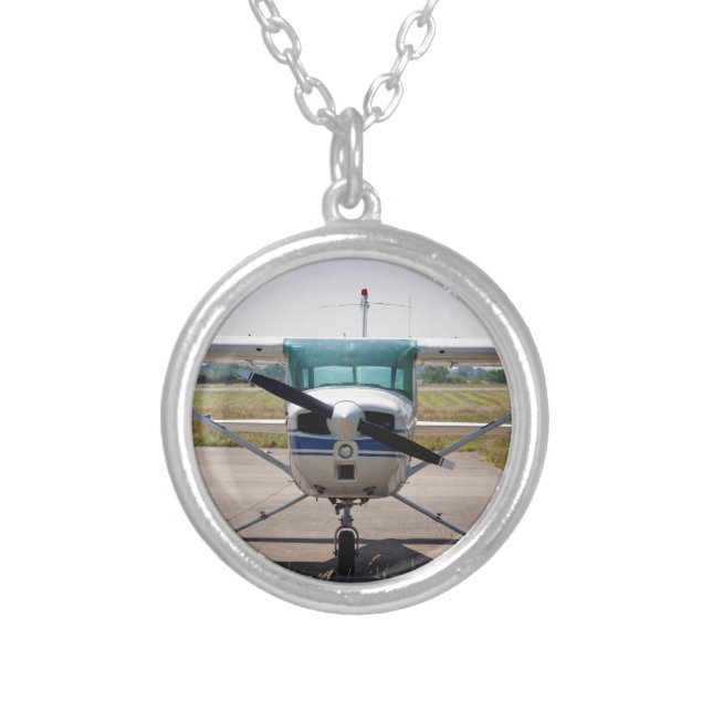 Cessna light aircraft silver plated necklace (Front)