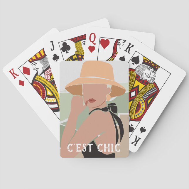 C'est Chic Elegant Summer French Woman in SunHat Poker Cards (Back)