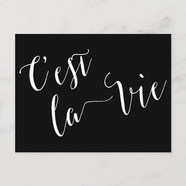 C'est la Vie French Calligraphy Postcard (Front)