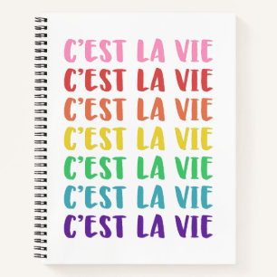 C'est La Vie French Saying in Rainbow Lettering Notebook