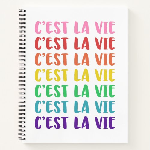 Cest La Vie French Saying in Rainbow Lettering Notebook