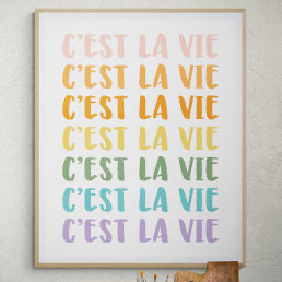 C&#39;est La Vie | French Saying | Pastel Rainbow Text Poster