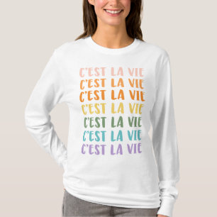C'est La Vie   French Saying   Pastel Rainbow Text T-Shirt