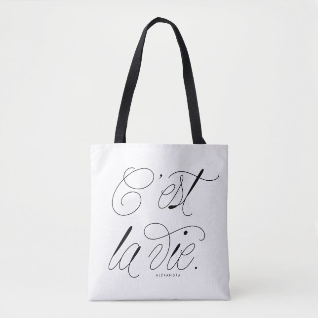 C'est La Vie Quote Chic Typography Custom Tote Bag (Front)