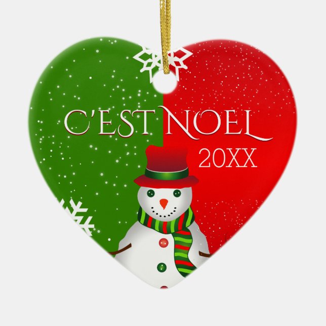 c'est noel snowman ceramic ornament (Front)