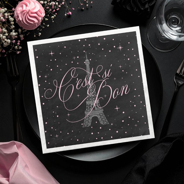 C'est si Bon Parisian Sweet 16 Pink Black ID1162 Paper Dinner Napkins (Creator Uploaded)
