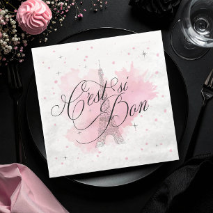 C'est si Bon Parisian Sweet 16 Pink Splash ID1162 Paper Dinner Napkins