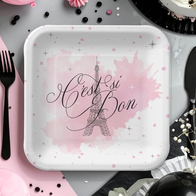 C'est si Bon Parisian Sweet 16 Pink Splash ID1162 Paper Plates (Creator Uploaded)