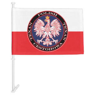 Cestohowa Round Polish Texan Car Flag