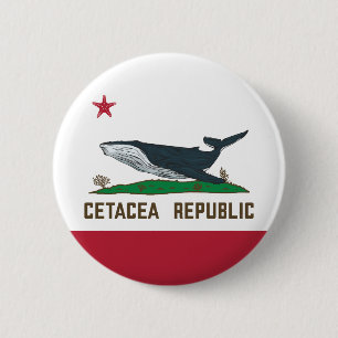 Cetacea Republic Whale Flag Rorqual Button