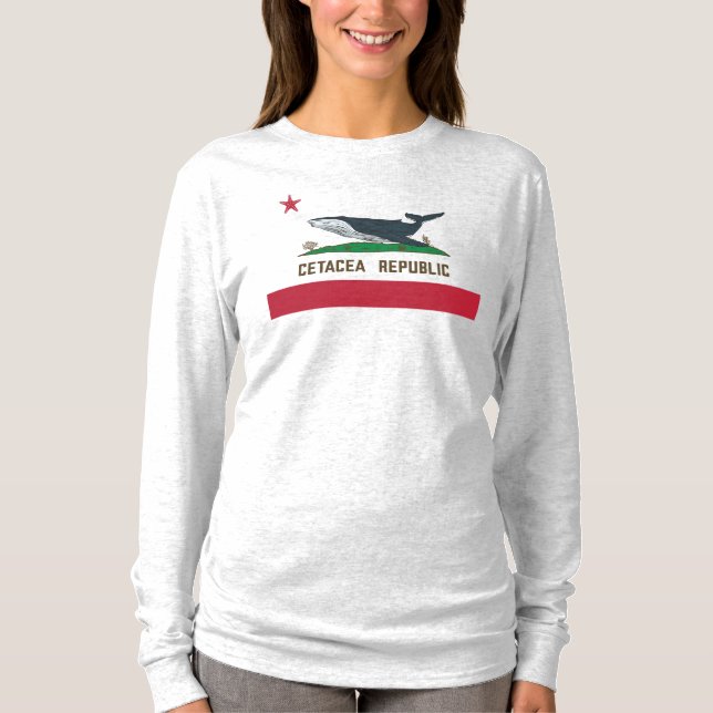 Cetacea Republic Whale Flag Rorqual T-Shirt (Front)
