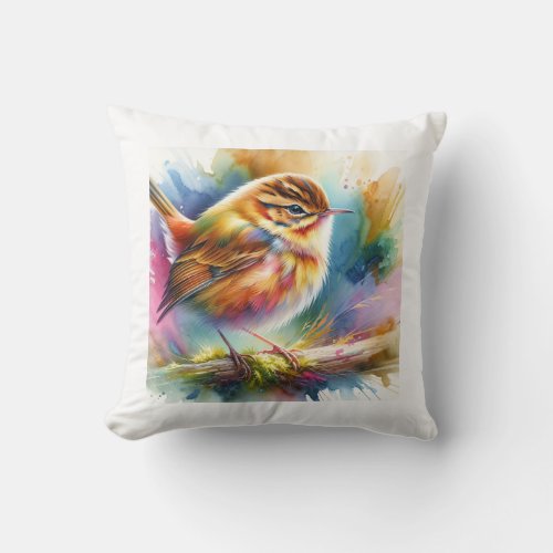 Cettis Warbler AREF1203 _ Watercolor Throw Pillow