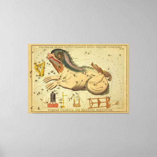 Cetus - Vintage Astronomical Star Chart Image Canvas Print (Front)