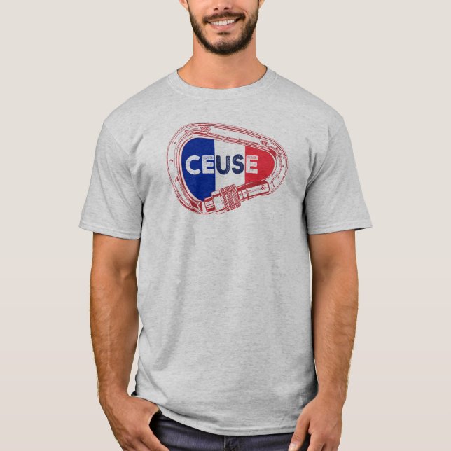 Ceuse France Rock Climbing Carabiner T-Shirt (Front)