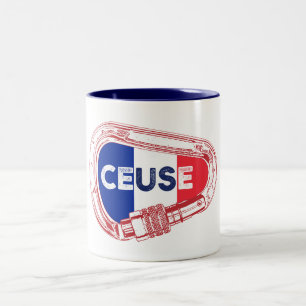 Ceuse France Rock Climbing Carabiner Two-Tone Coffee Mug