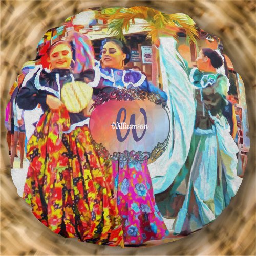 Ceviche Mexican Festival Dancers 2549 Round Pillow