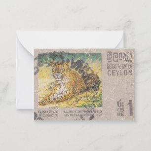 Ceylon postage stamp leopard note card