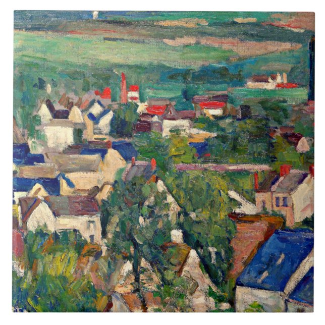 Cezanne - Auvers, Panoramic View, Ceramic Tile (Front)