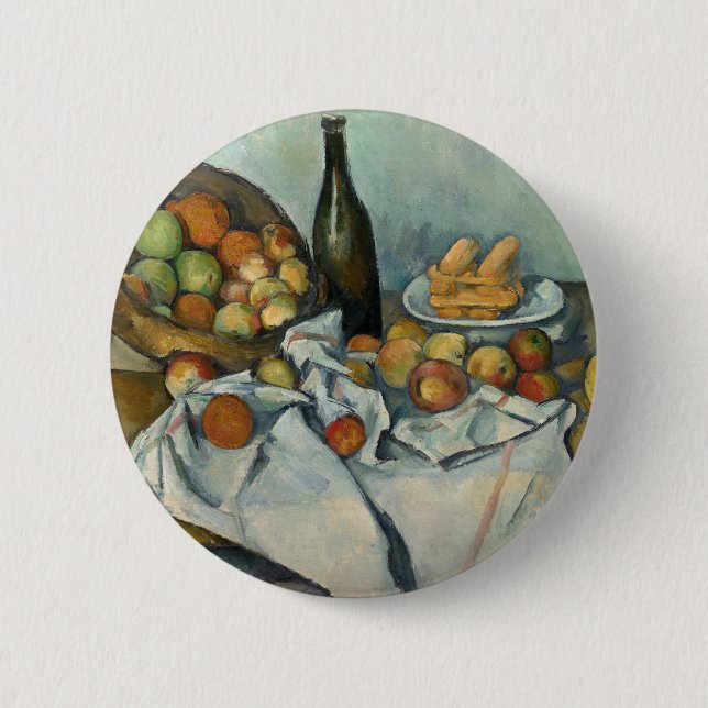 Cezanne Basket Apples Impressionism Art Button (Front)