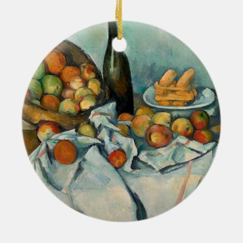 Cezanne Basket Apples Impressionism Art Ceramic Ornament