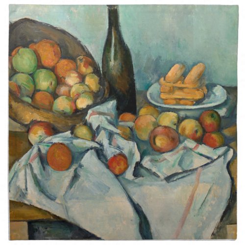 Cezanne Basket Apples Impressionism Art Cloth Napkin