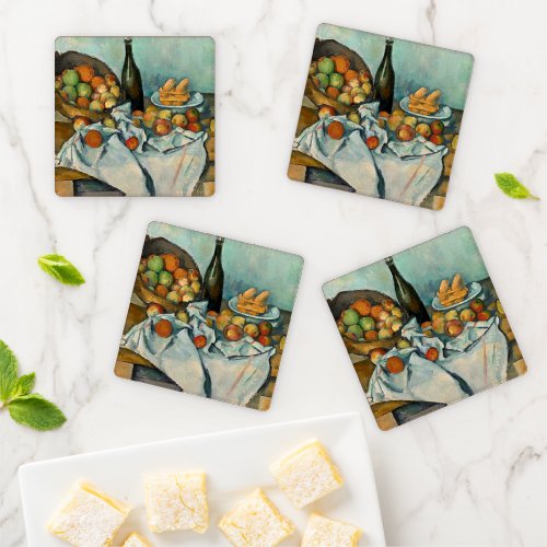 Cezanne Basket Apples Impressionism Art Coaster Set