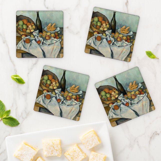 Cezanne Basket Apples Impressionism Art Coaster Set (In Situ)