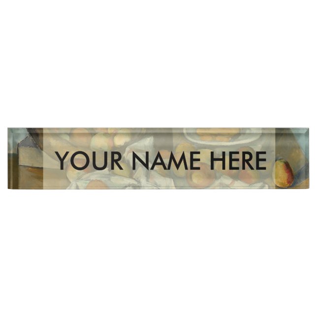 Cezanne Basket Apples Impressionism Art Desk Name Plate (Front)