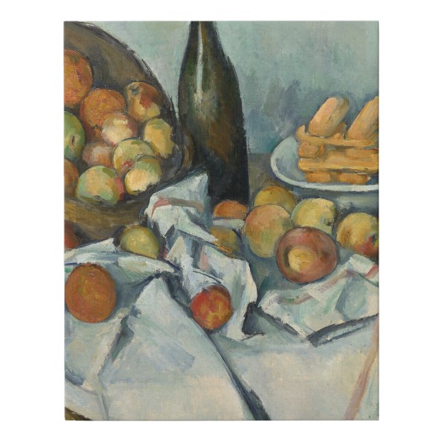 Cezanne Basket Apples Impressionism Art Faux Canvas Print (Front)