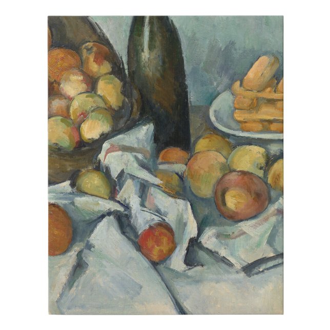 Cezanne Basket Apples Impressionism Art Faux Canvas Print (Front)