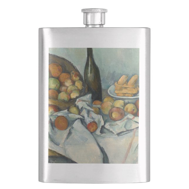 Cezanne Basket Apples Impressionism Art Flask (Front)