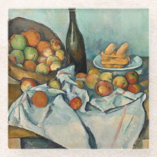 Cezanne Basket Apples Impressionism Art Glass Coaster