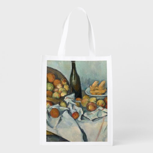 Cezanne Basket Apples Impressionism Art Grocery Bag
