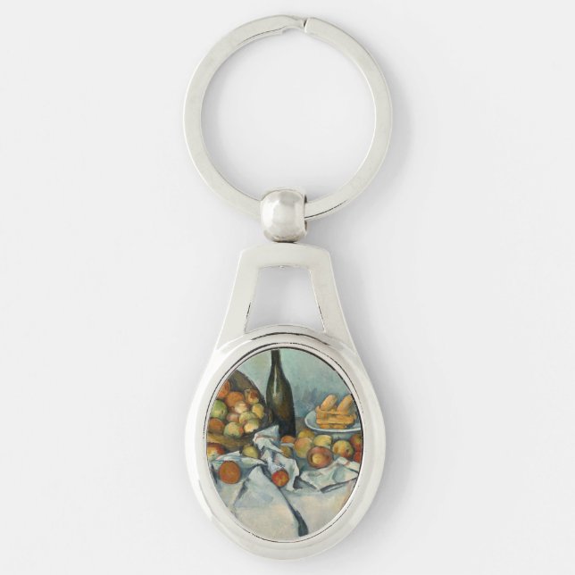 Cezanne Basket Apples Impressionism Art Keychain (Front)