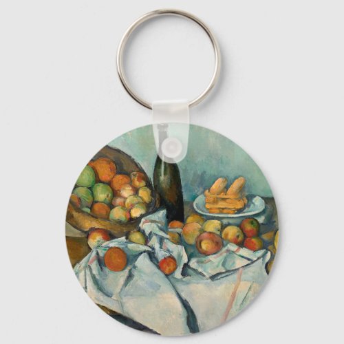 Cezanne Basket Apples Impressionism Art Keychain