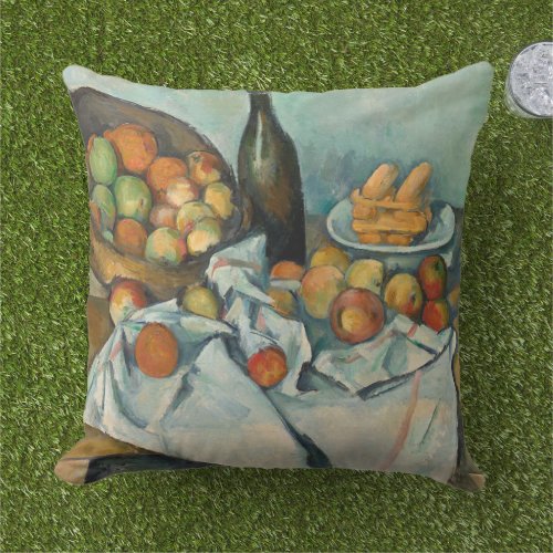 Cezanne Basket Apples Impressionism Art Outdoor Pillow