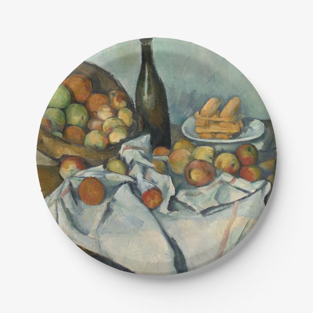 Cezanne Basket Apples Impressionism Art Paper Plates (Front)