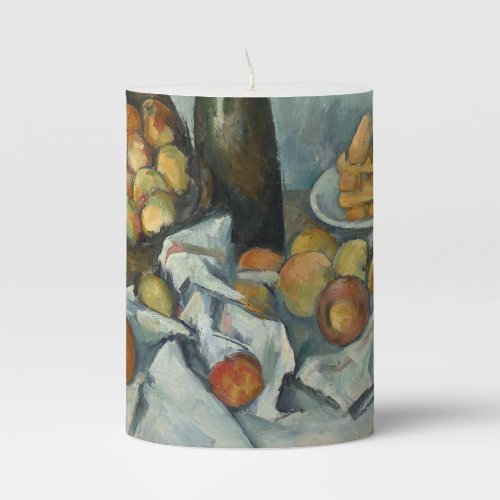 Cezanne Basket Apples Impressionism Art Pillar Candle