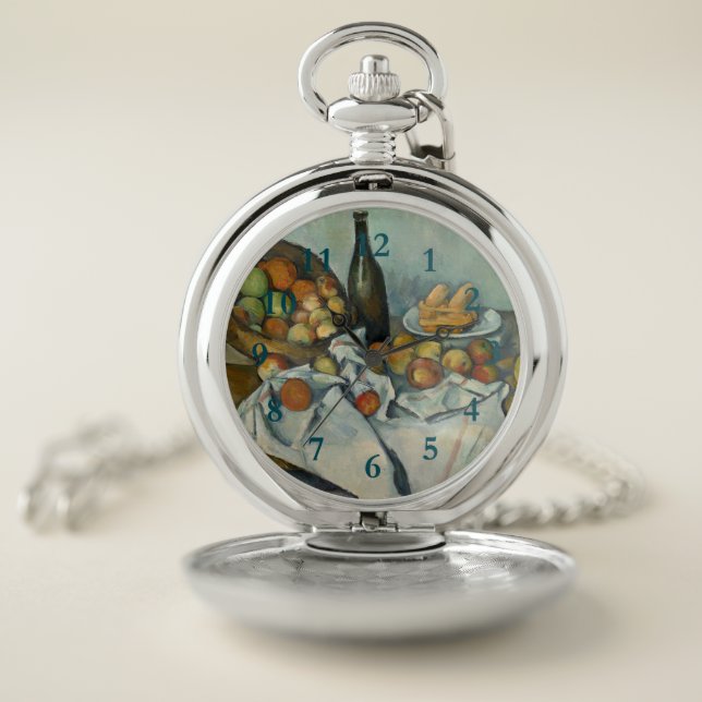 Cezanne Basket Apples Impressionism Art Pocket Watch (Inside)