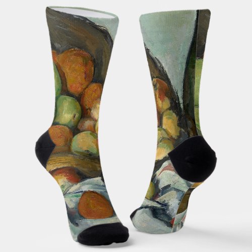 Cezanne Basket Apples Impressionism Art Socks