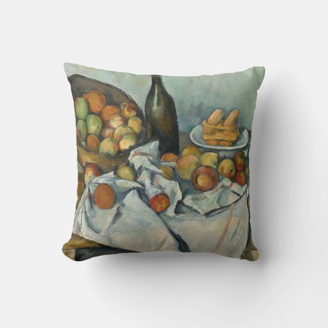 Cezanne Basket Apples Impressionism Art Throw Pillow (Front)