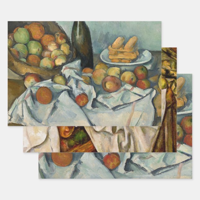 Cezanne Basket Apples Impressionism Art Wrapping Paper Sheets (Set)