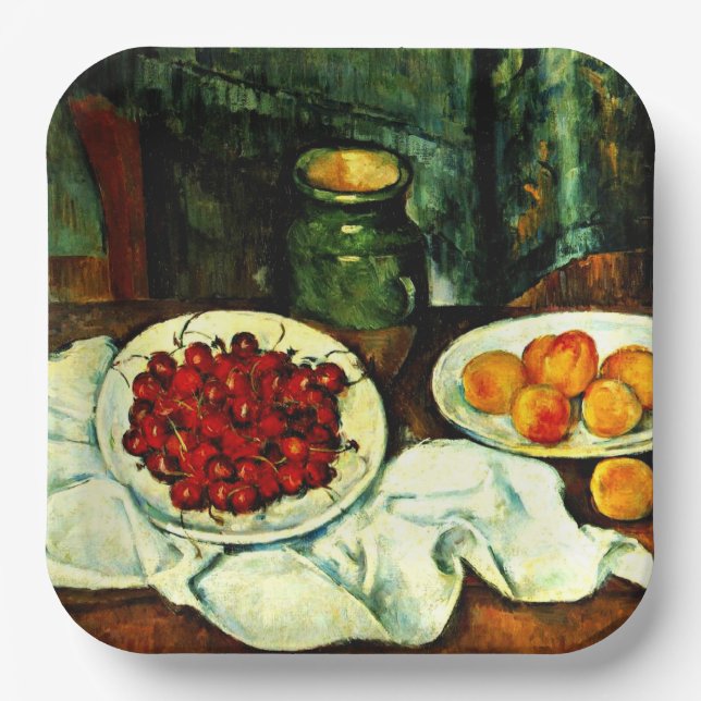 Cezanne - Cherries, fine art, Paper Plates (Front)