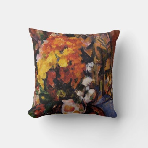 Cezanne Chrysanthemums still life Throw Pillow