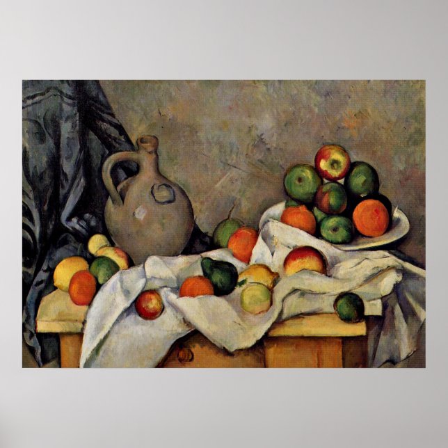 Cezanne - Curtain, Jug and Fruit, Poster (Front)