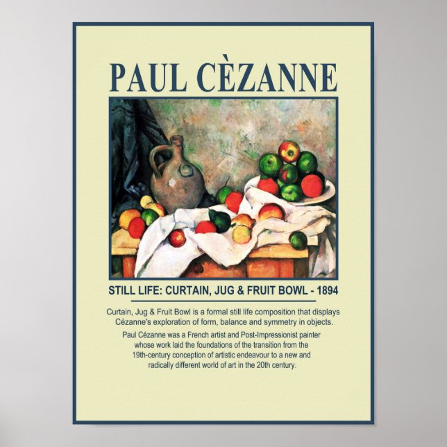 Cezanne Curtain Jug & Fruit Bowl Museum Poster (Front)