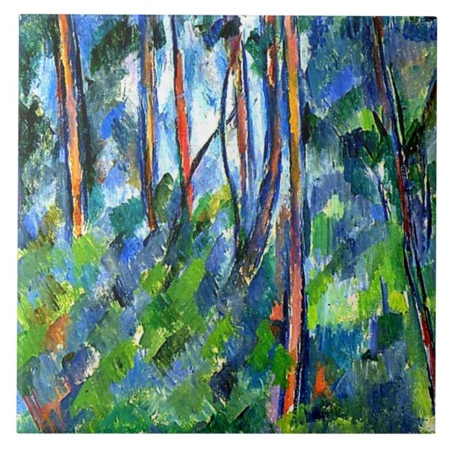 Cezanne - In the Woods, famous painting Ceramic Tile (Front)